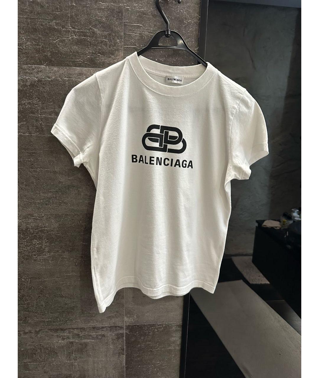 BALENCIAGA Белая хлопковая футболка, фото 5