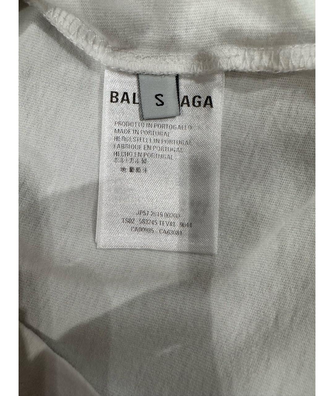BALENCIAGA Белая хлопковая футболка, фото 4