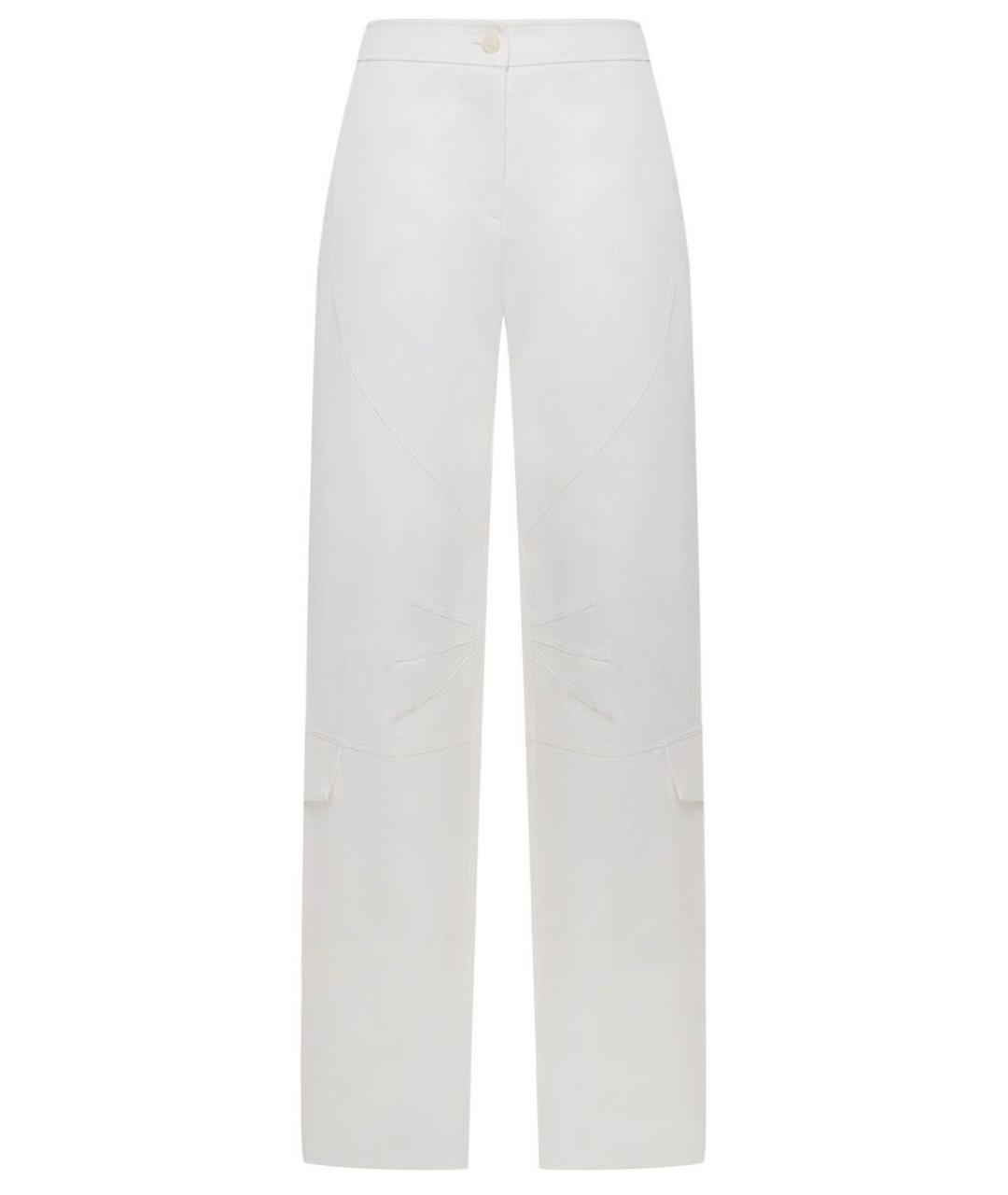 ALBERTA FERRETTI Белые хлопковые прямые брюки, фото 1