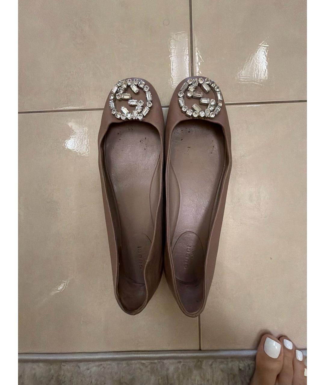 GUCCI Розовые кожаные балетки, фото 3