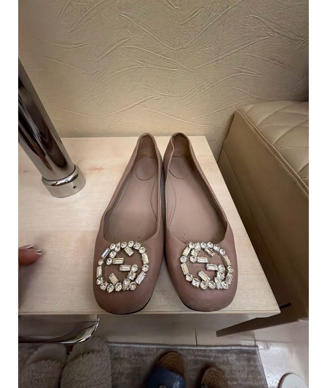 GUCCI Розовые кожаные балетки, фото 2