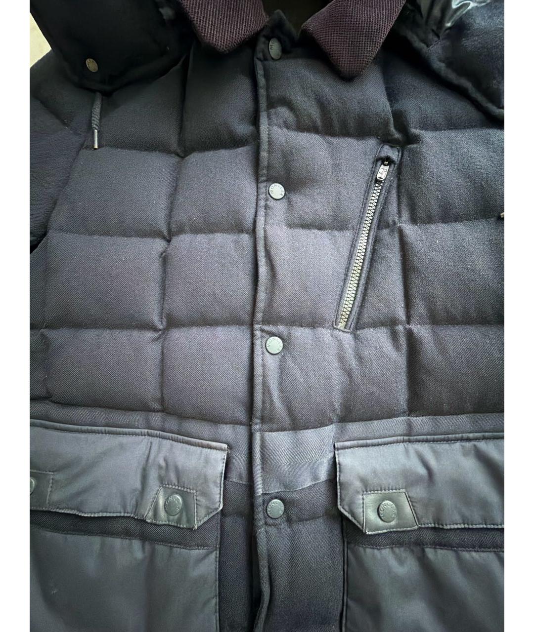 MONCLER Темно-синий шерстяной пуховик, фото 4