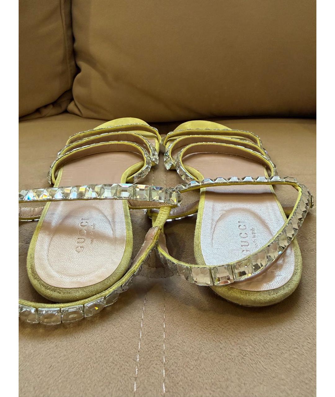 GUCCI Желтые замшевые сандалии, фото 5