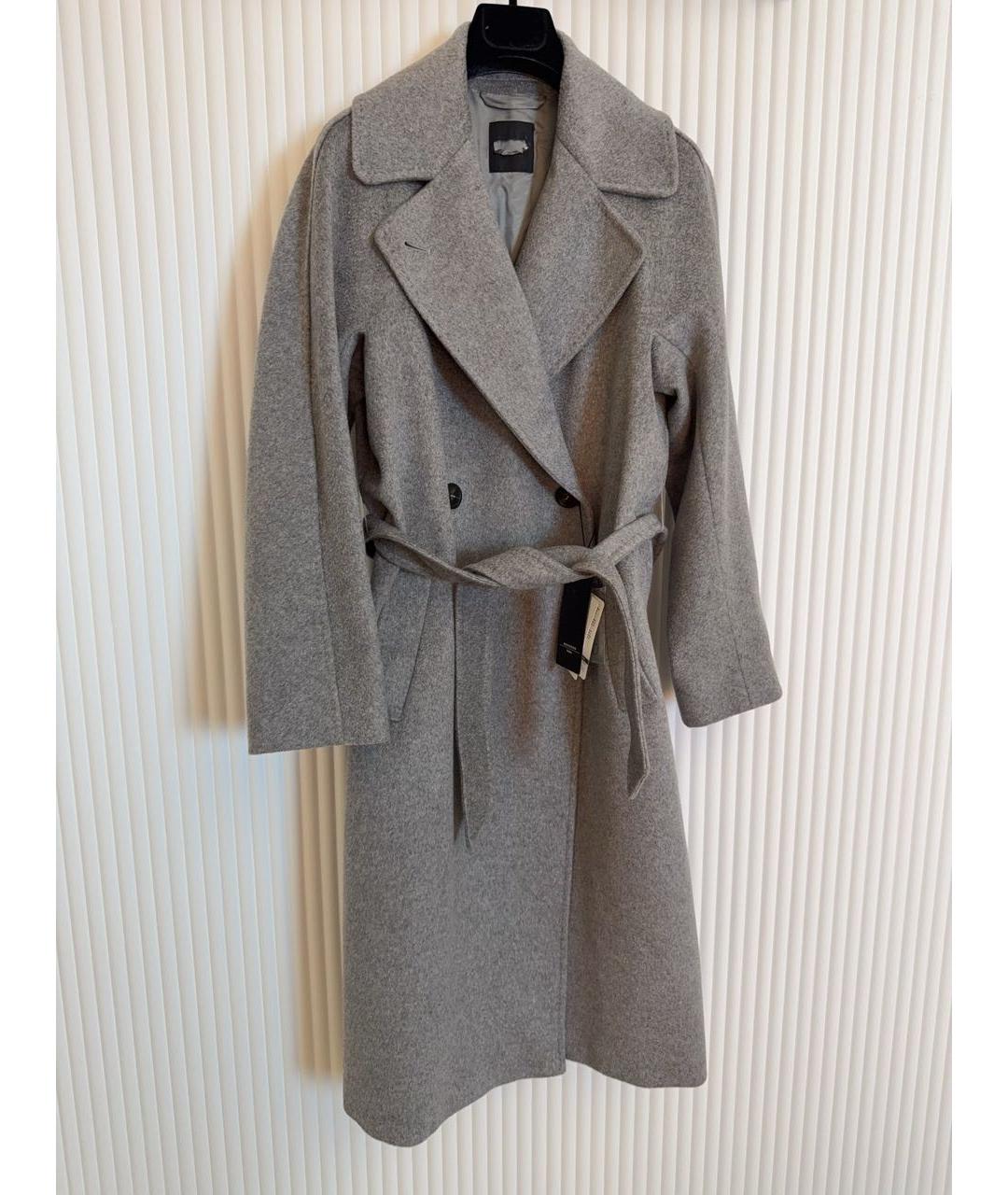 WEEKEND MAX MARA Серое шерстяное пальто, фото 2