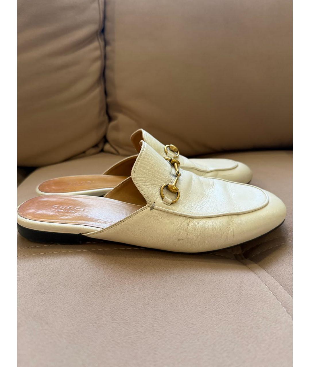 GUCCI Белые кожаные мюли, фото 5