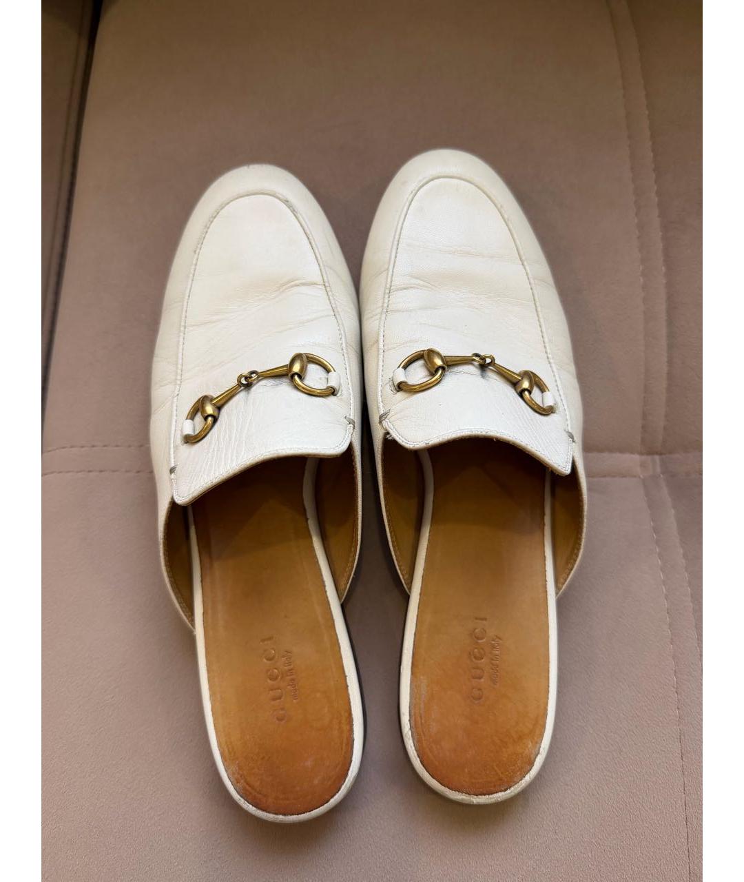GUCCI Белые кожаные мюли, фото 3