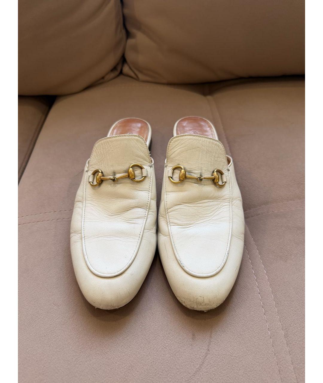 GUCCI Белые кожаные мюли, фото 2