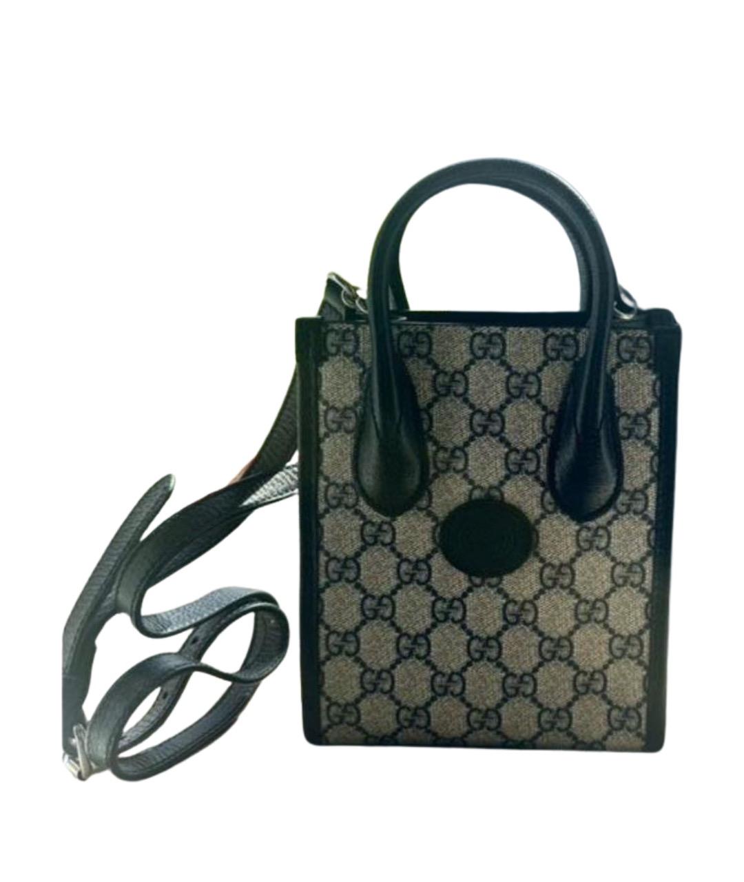 GUCCI Темно-синяя канва сумка тоут, фото 1