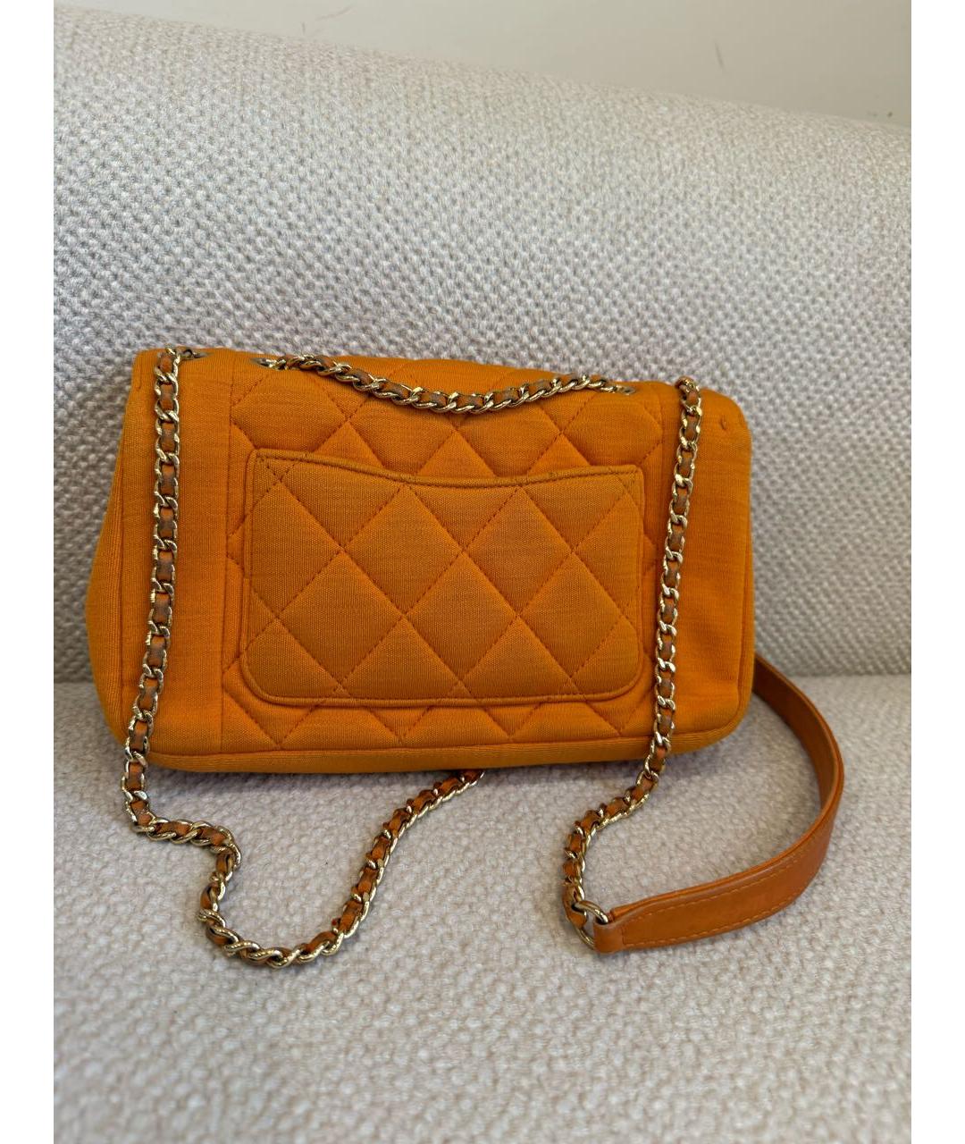 CHANEL Оранжевая тканевая сумка через плечо, фото 3