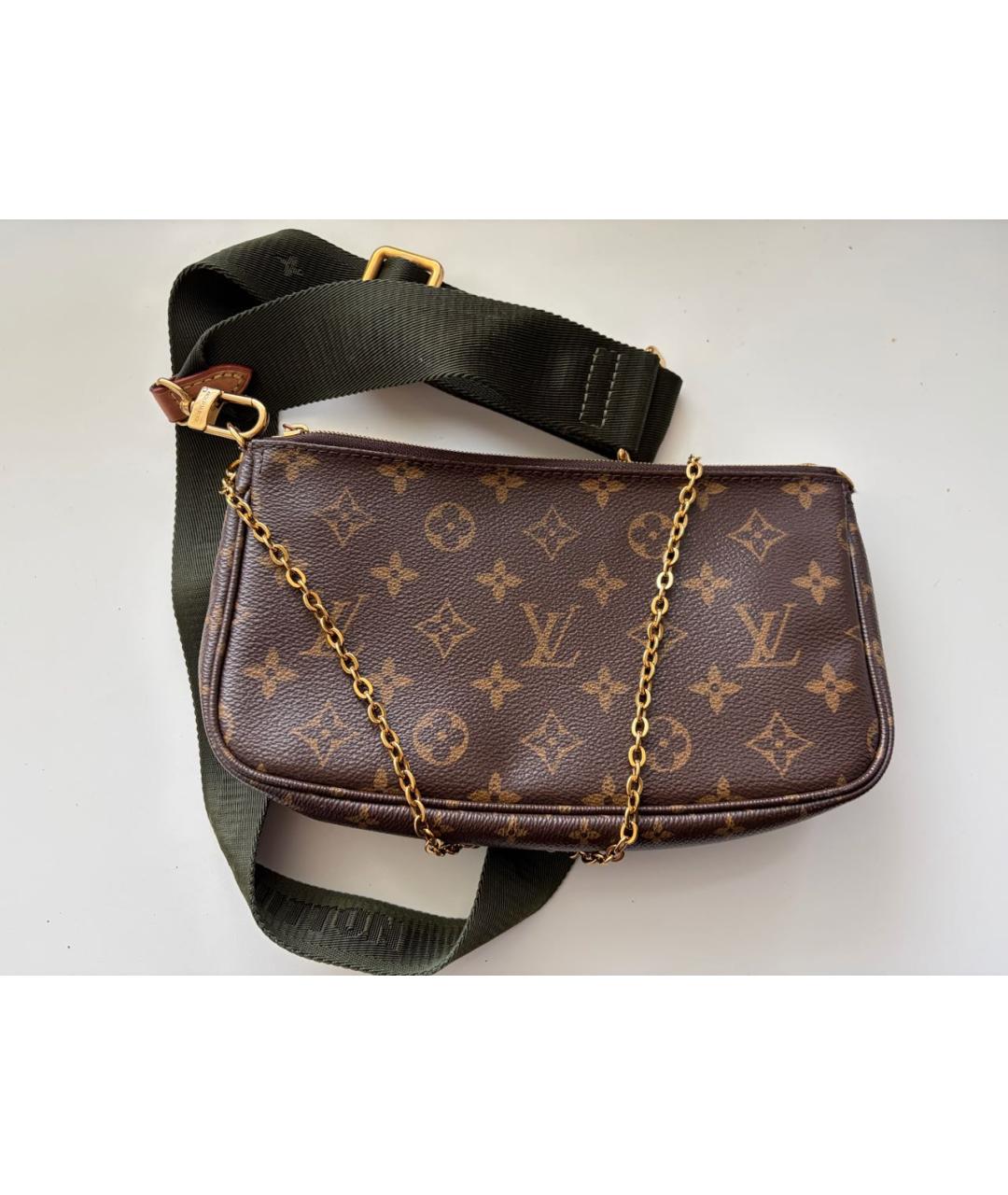 LOUIS VUITTON Коричневая канва сумка через плечо, фото 3