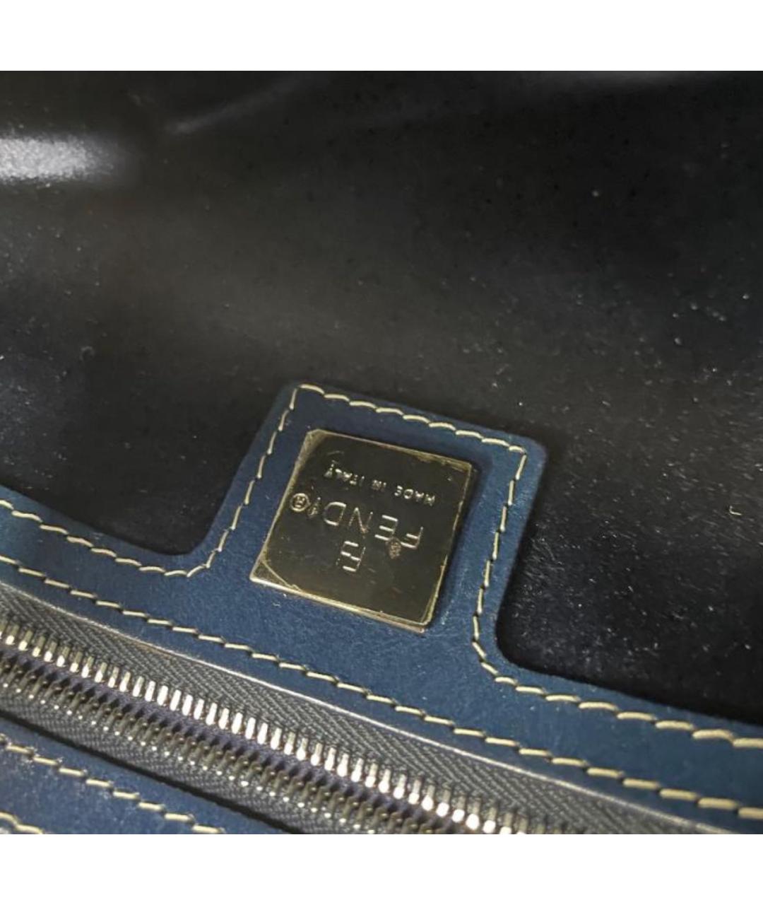 FENDI Темно-синяя тканевая сумка тоут, фото 7