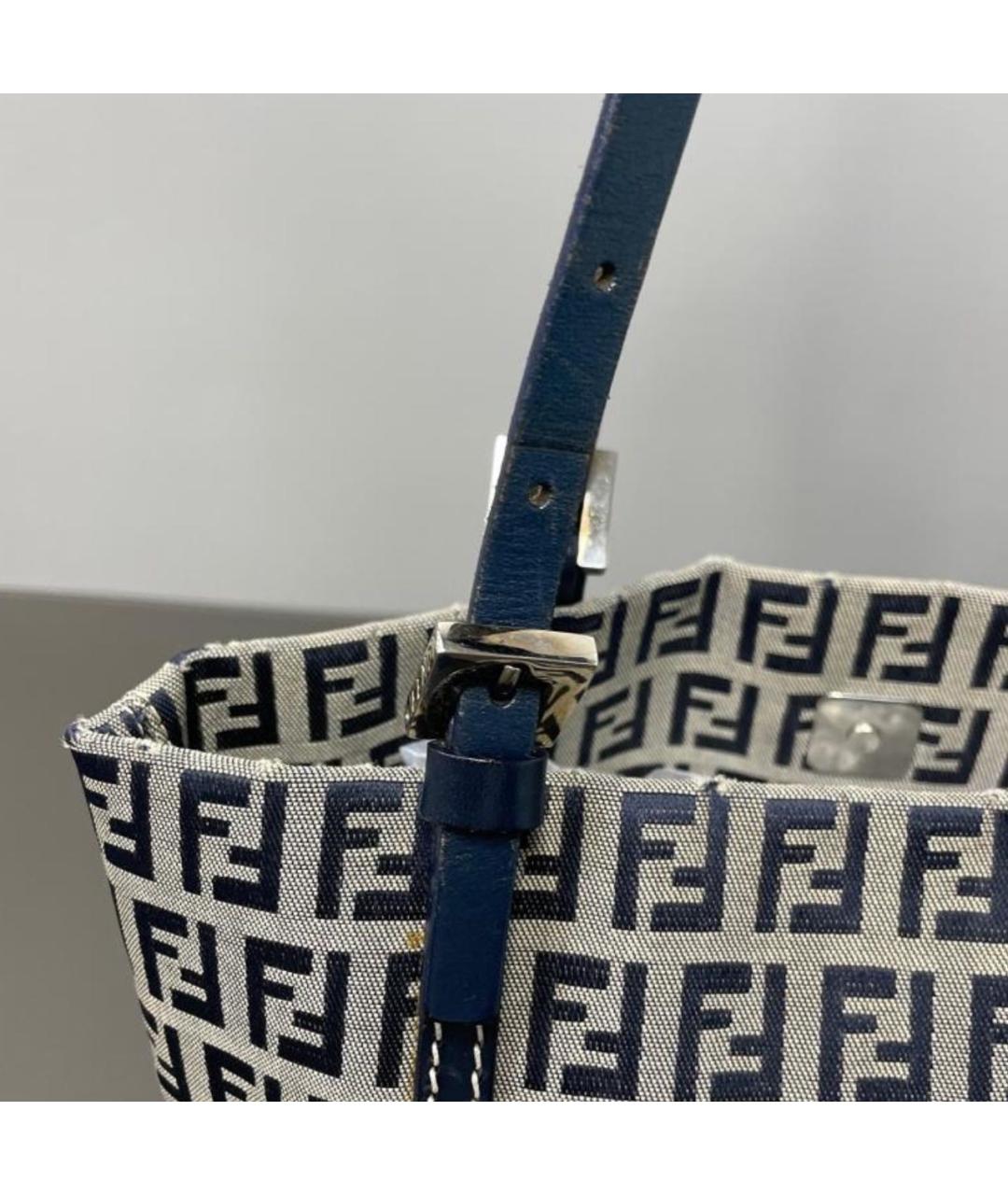 FENDI Темно-синяя тканевая сумка тоут, фото 8