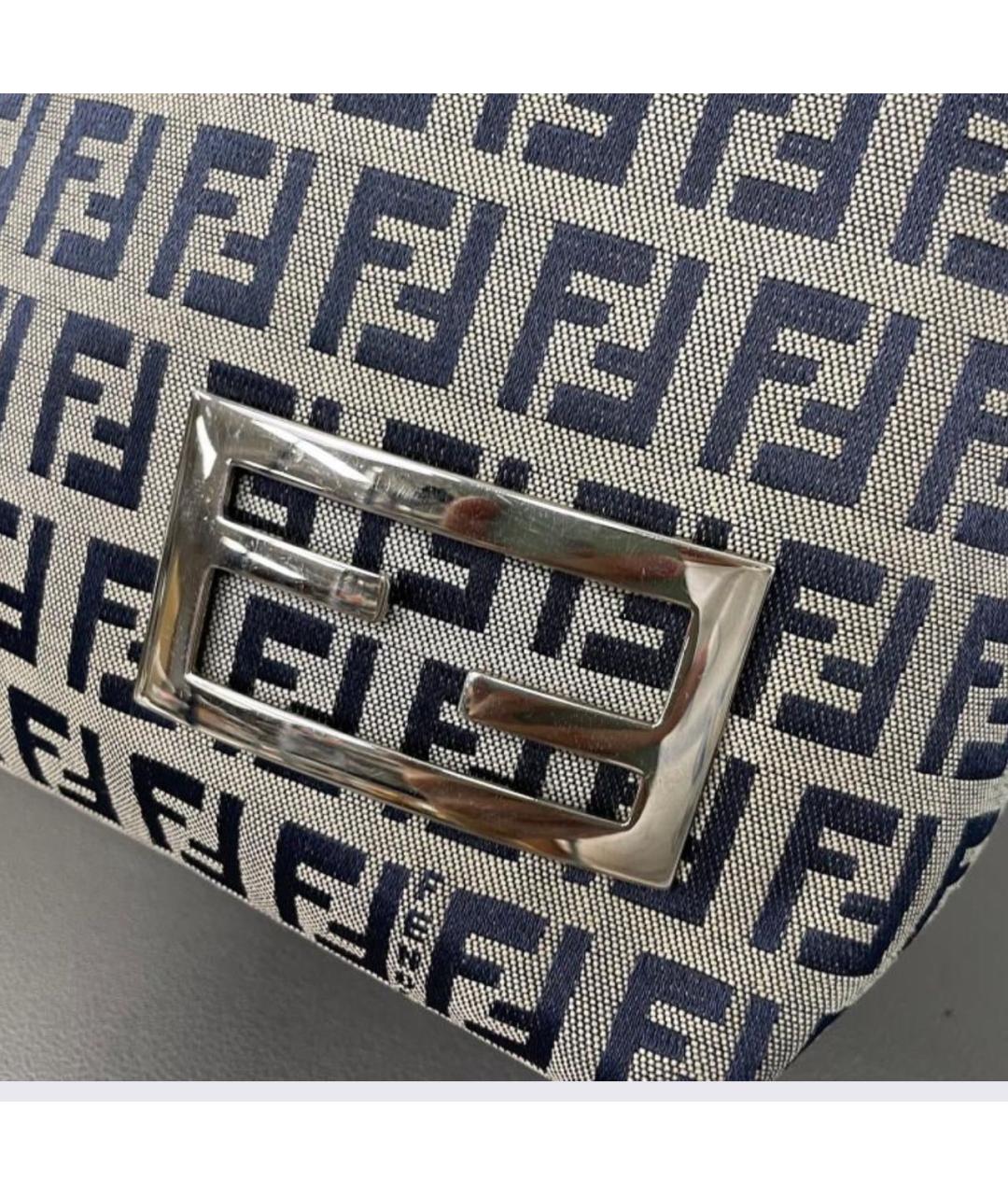 FENDI Темно-синяя тканевая сумка тоут, фото 6
