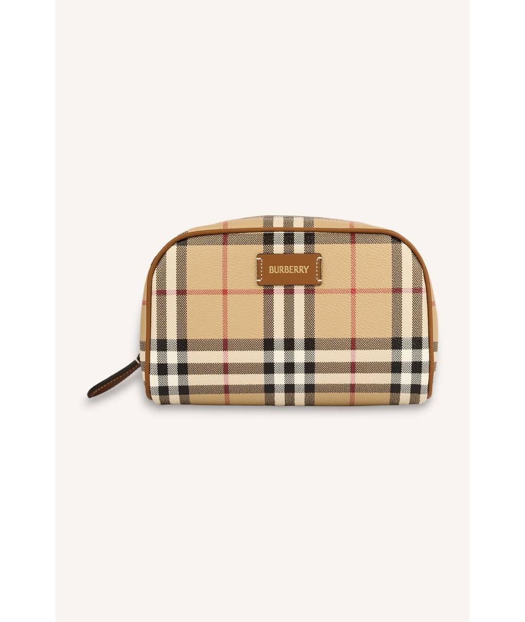 BURBERRY Бежевая кожаная косметичка, фото 6