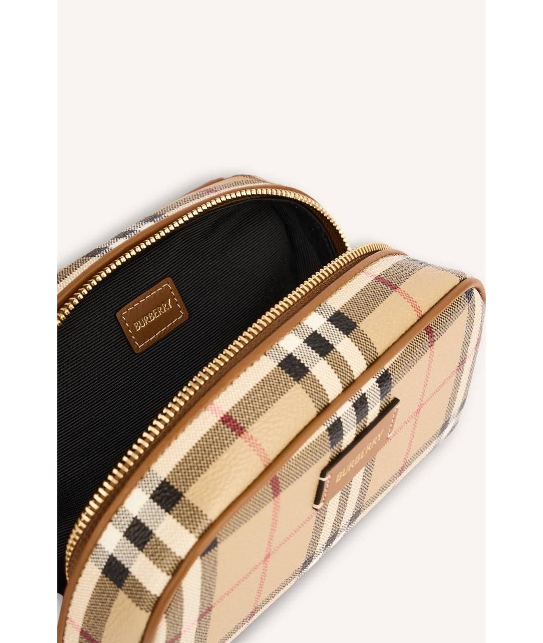 BURBERRY Бежевая кожаная косметичка, фото 3