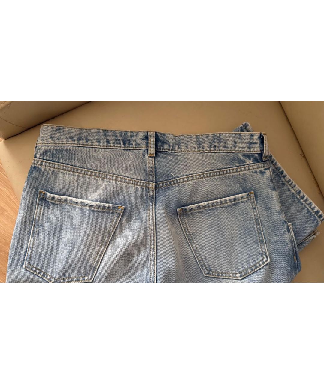 MAISON MARGIELA Голубые хлопковые прямые джинсы, фото 4