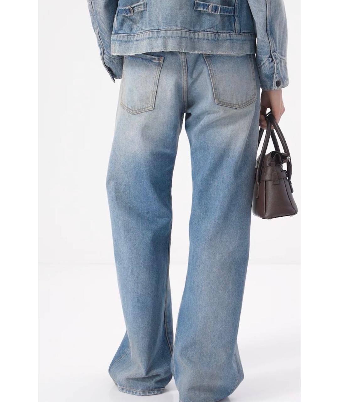 MAISON MARGIELA Голубые хлопковые прямые джинсы, фото 5