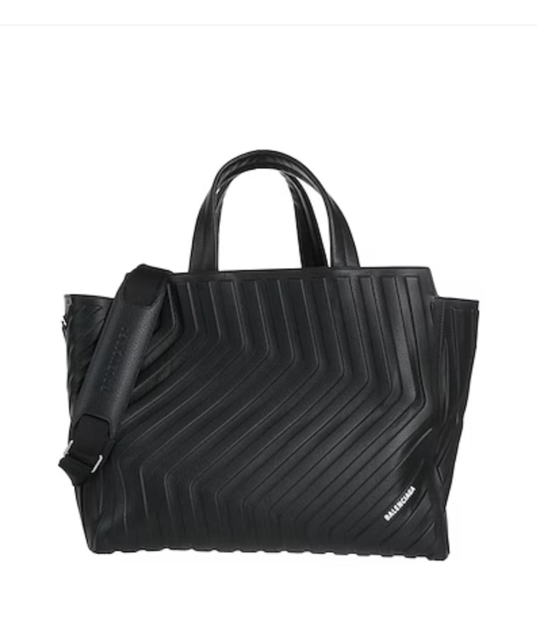 BALENCIAGA Черная кожаная сумка тоут, фото 9