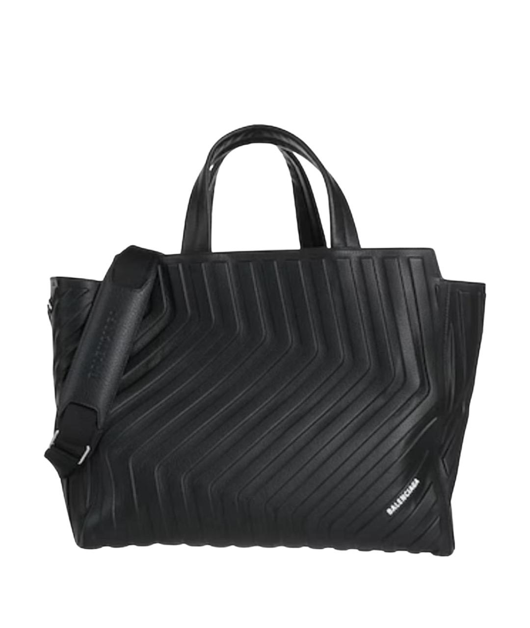 BALENCIAGA Черная кожаная сумка тоут, фото 1