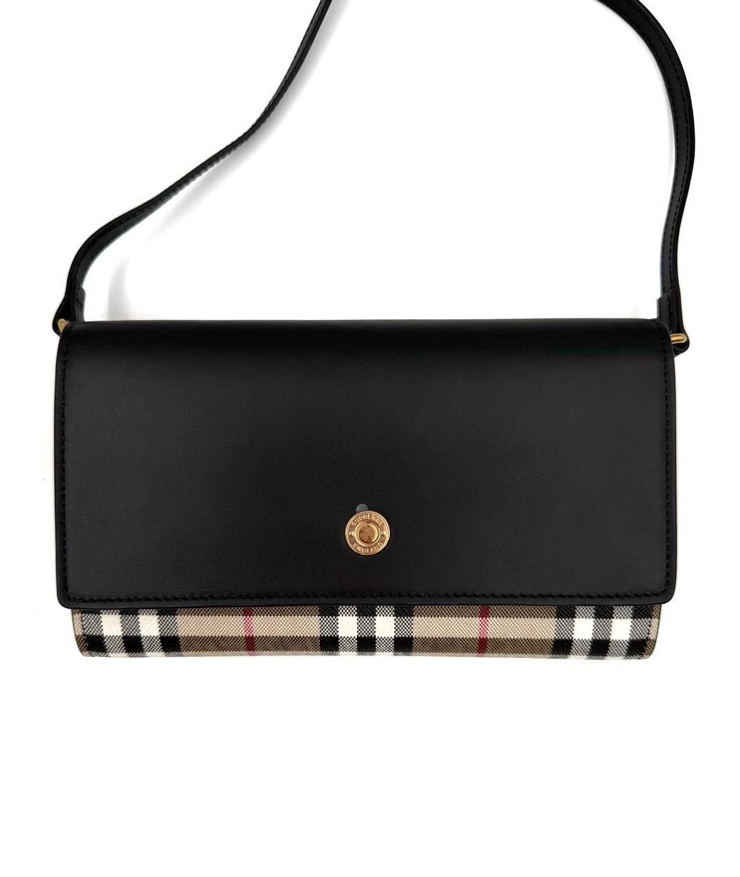 BURBERRY Черная кожаная сумка через плечо, фото 6