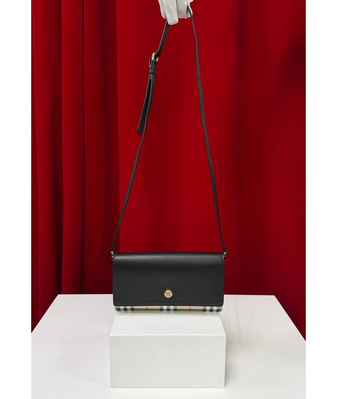 BURBERRY Черная кожаная сумка через плечо, фото 4