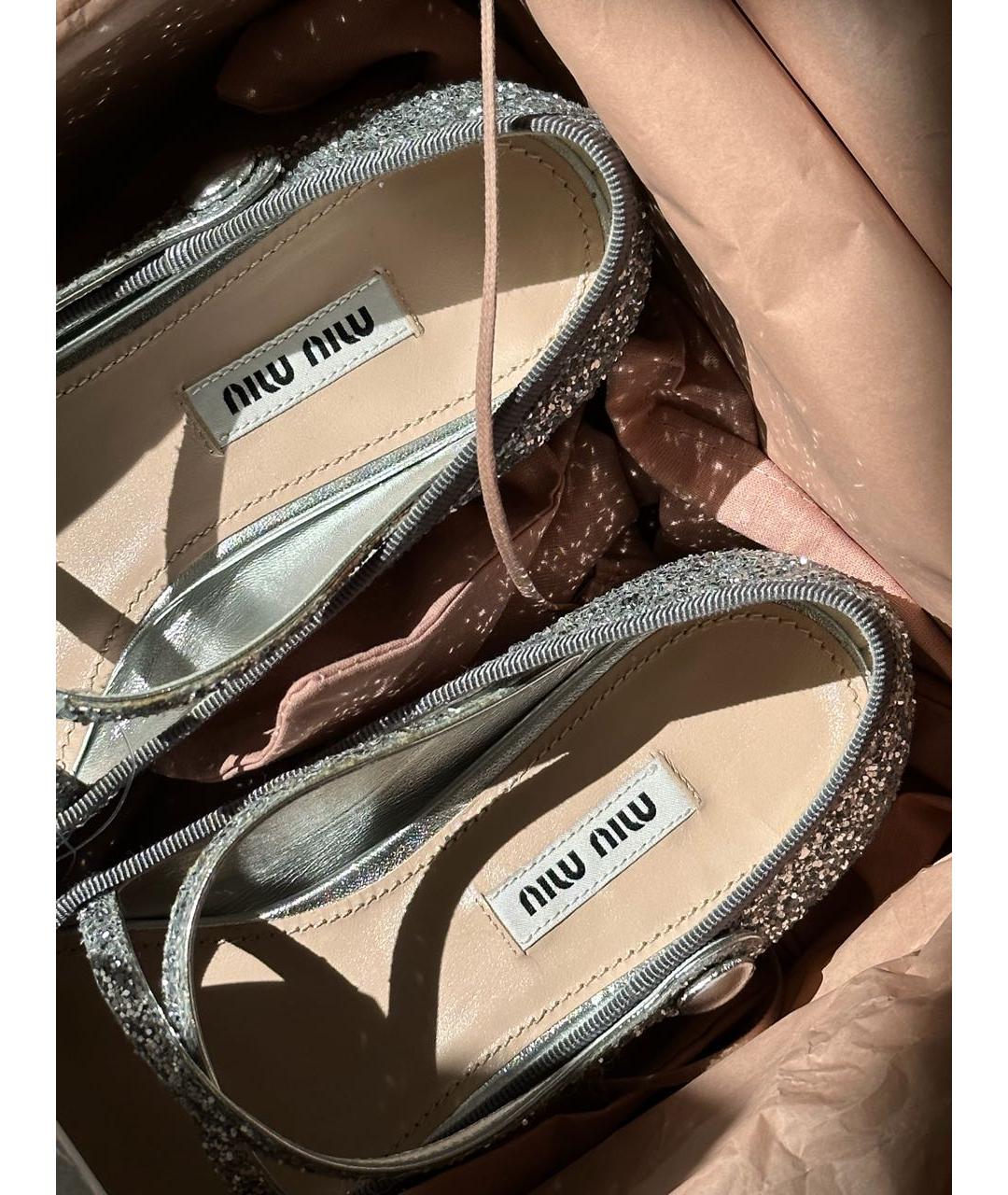 MIU MIU Серебряные балетки, фото 8