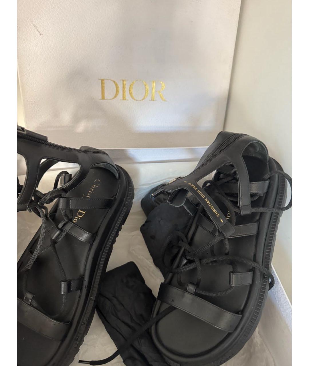 CHRISTIAN DIOR Черные кожаные сандалии, фото 4