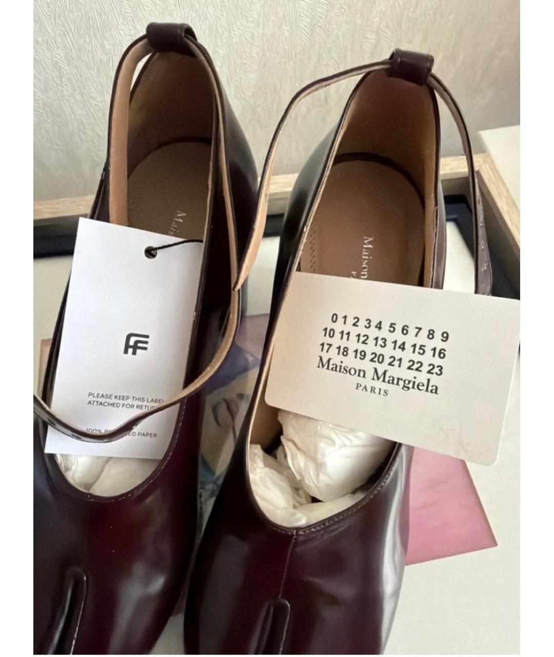 MAISON MARGIELA Бордовые кожаные туфли, фото 6