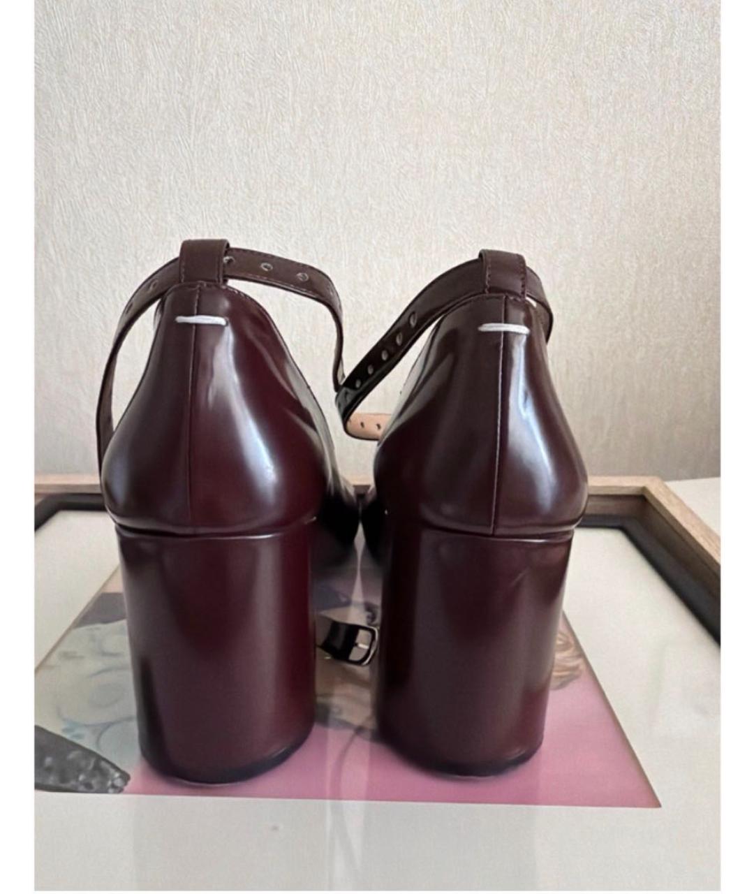 MAISON MARGIELA Бордовые кожаные туфли, фото 4