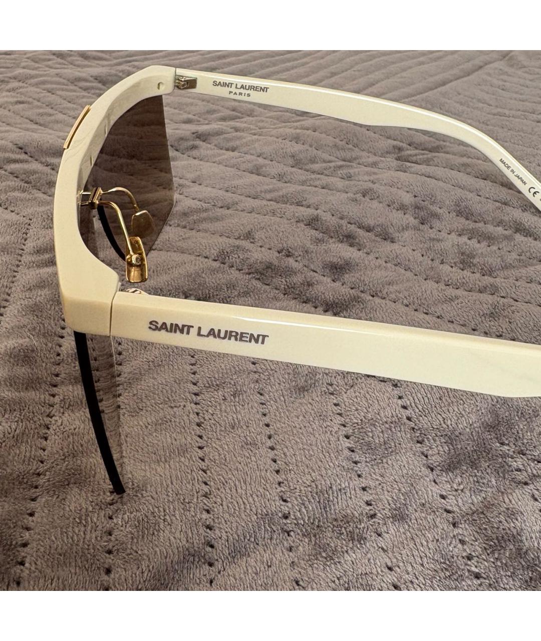 SAINT LAURENT Бежевые пластиковые солнцезащитные очки, фото 3