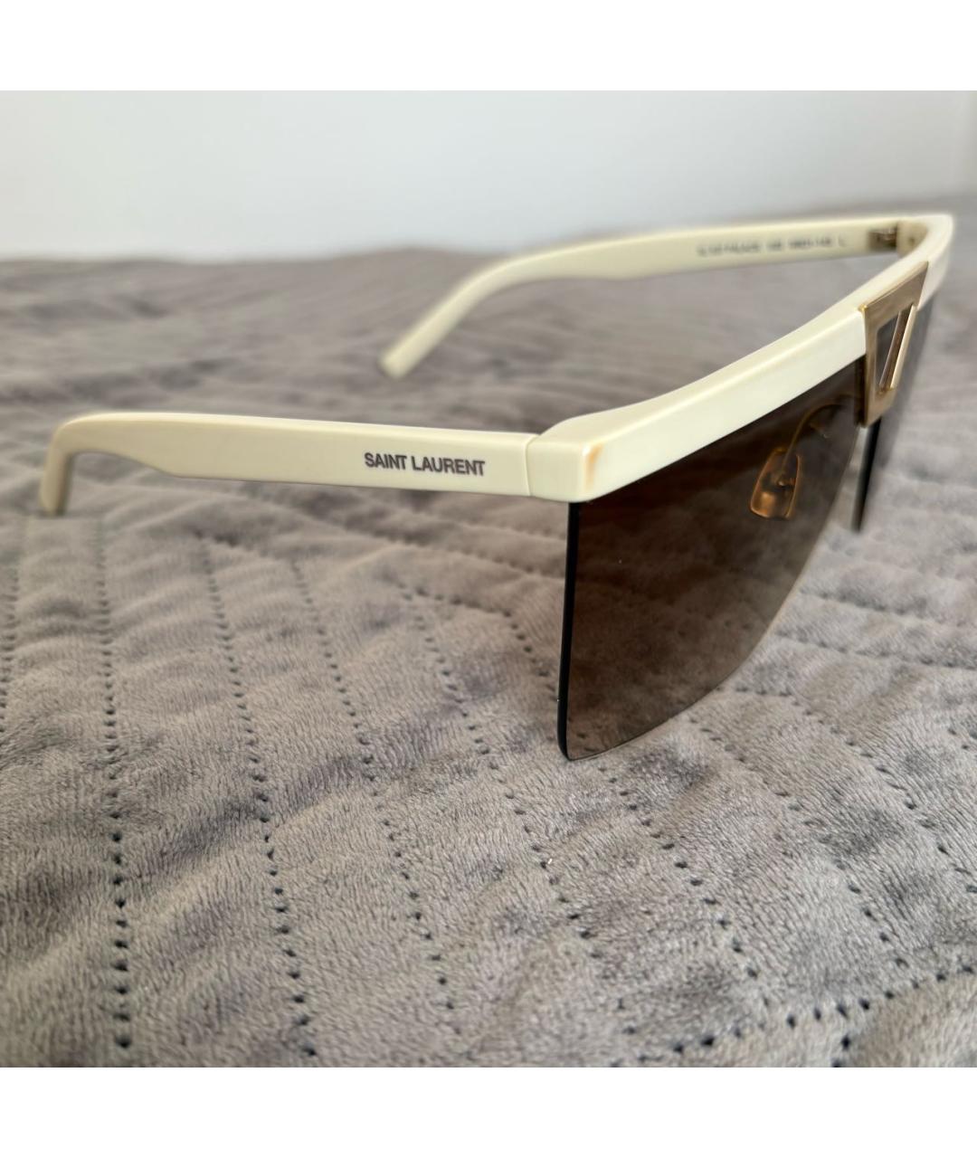 SAINT LAURENT Бежевые пластиковые солнцезащитные очки, фото 2