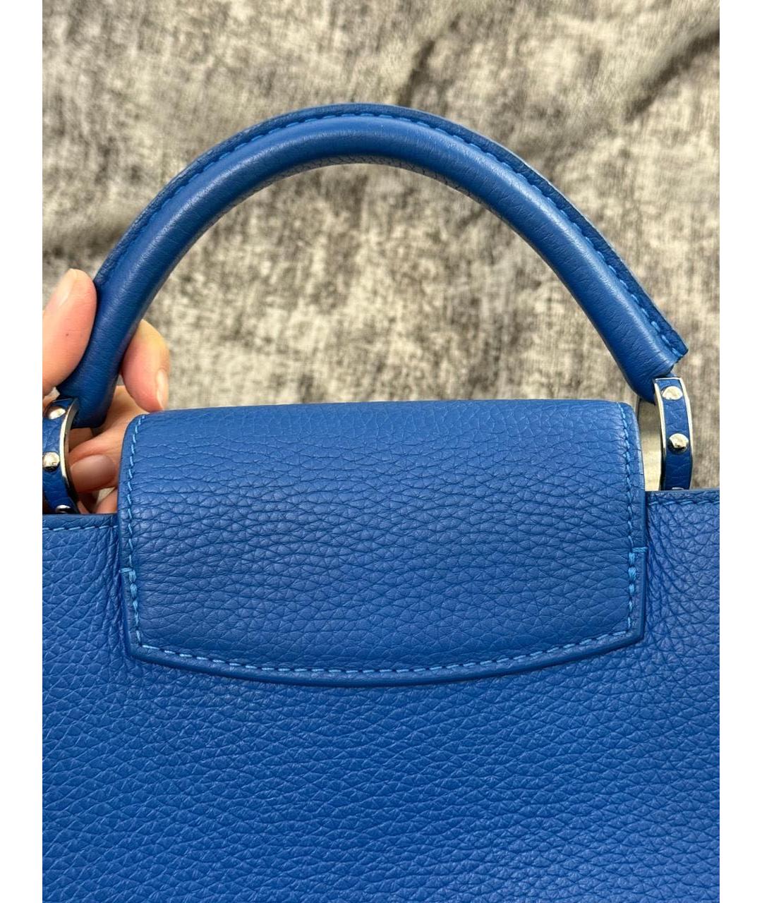 LOUIS VUITTON Синяя кожаная сумка с короткими ручками, фото 5