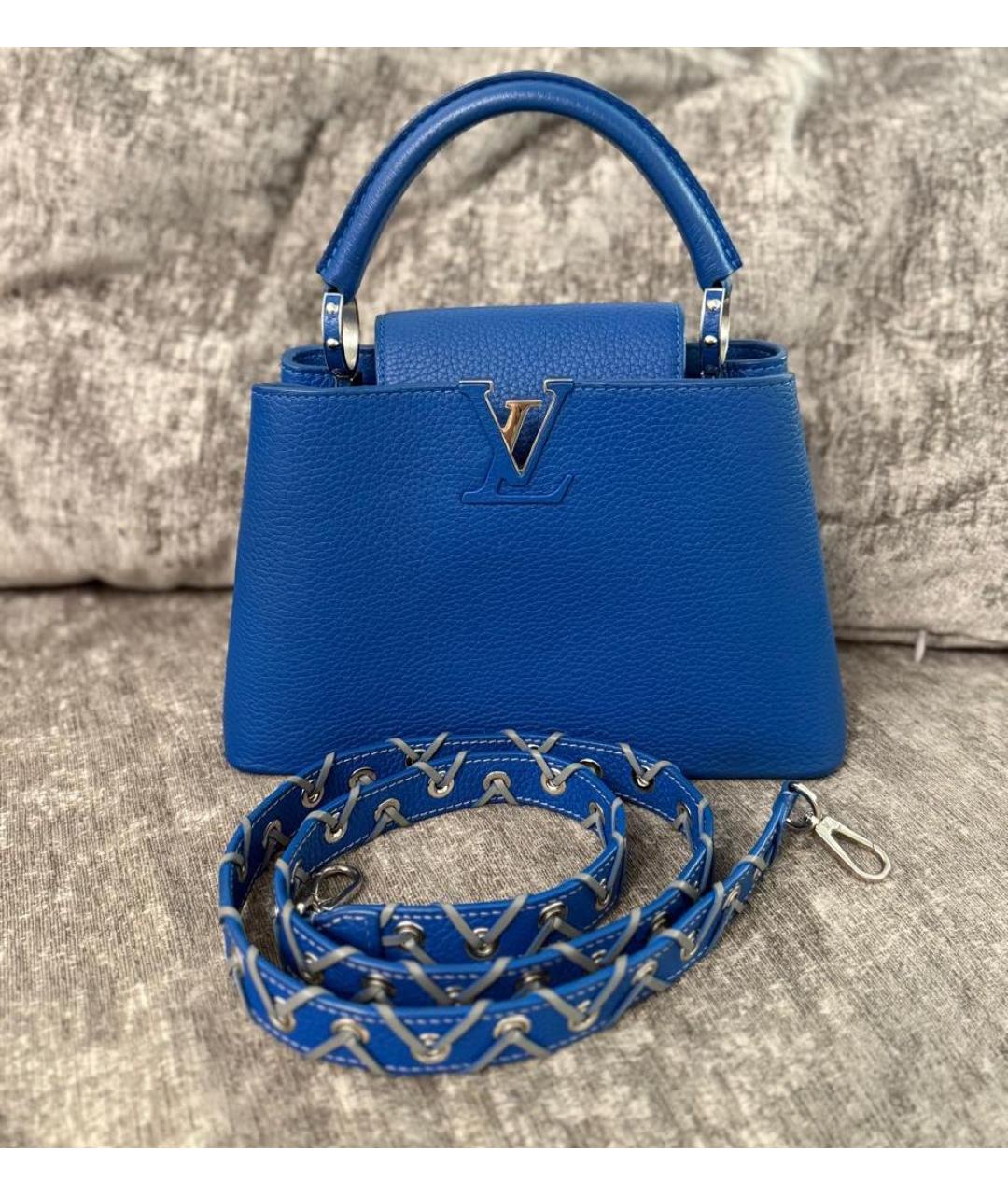 LOUIS VUITTON Синяя кожаная сумка с короткими ручками, фото 8