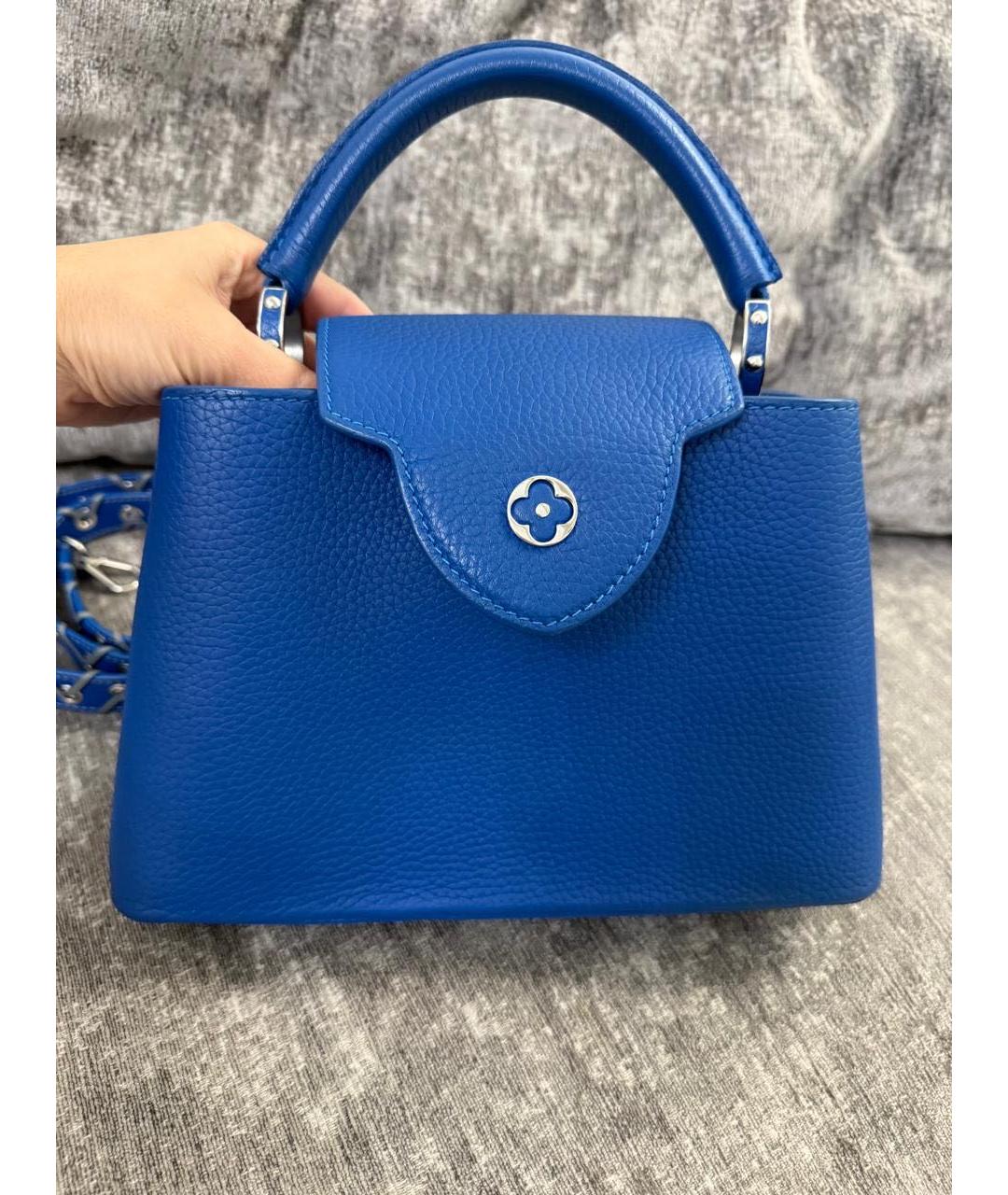 LOUIS VUITTON Синяя кожаная сумка с короткими ручками, фото 2