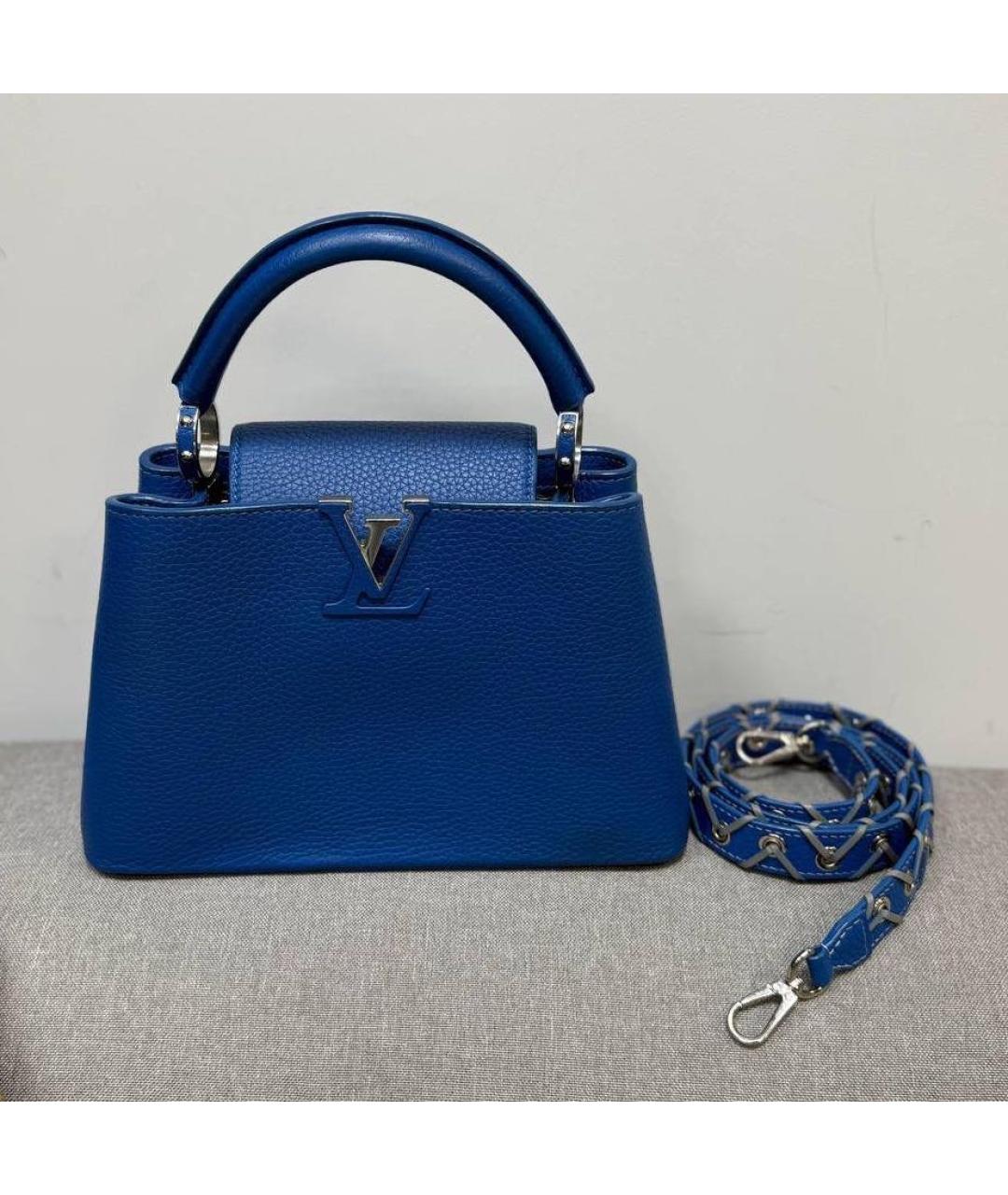 LOUIS VUITTON Синяя кожаная сумка с короткими ручками, фото 9