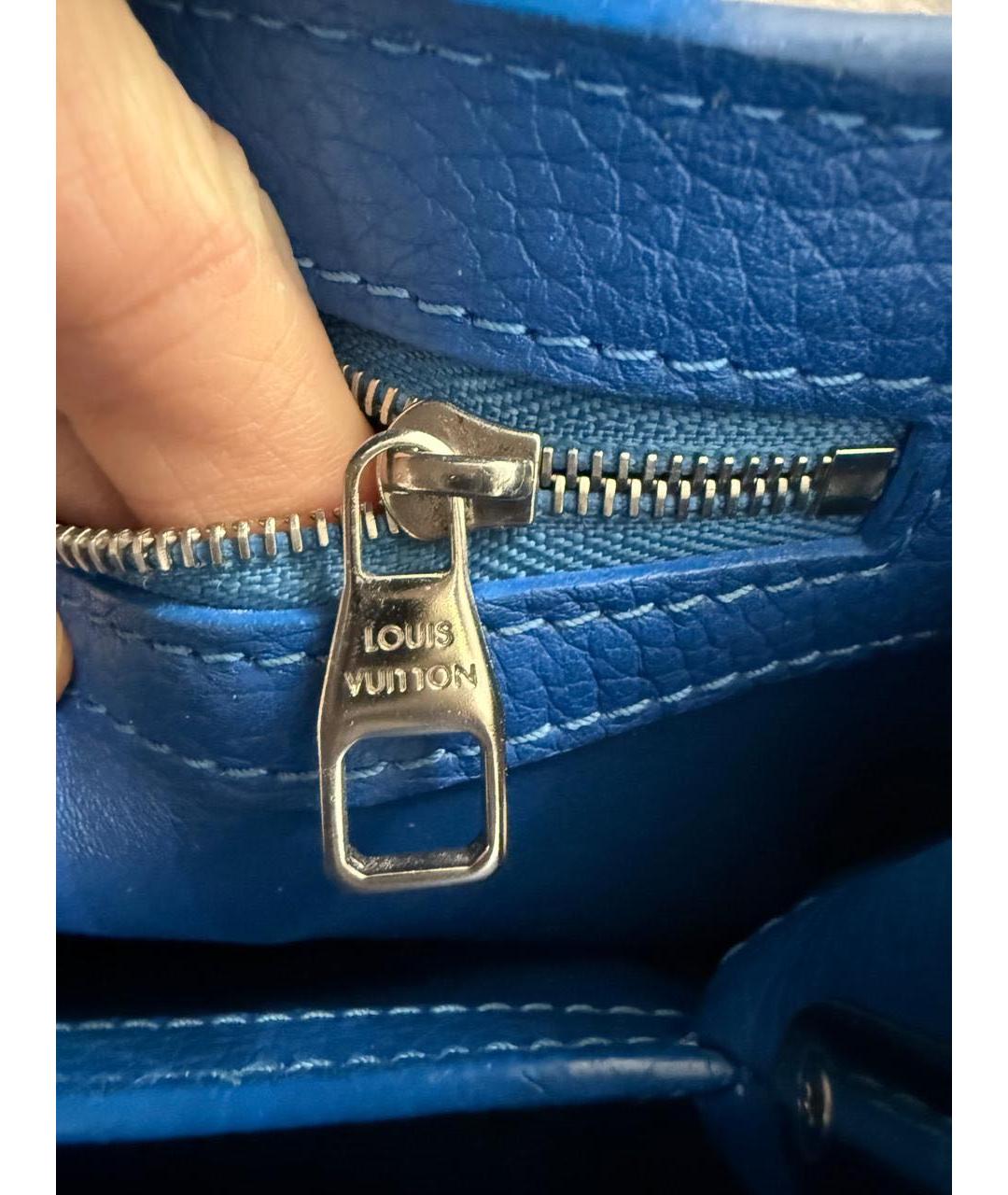 LOUIS VUITTON Синяя кожаная сумка с короткими ручками, фото 3