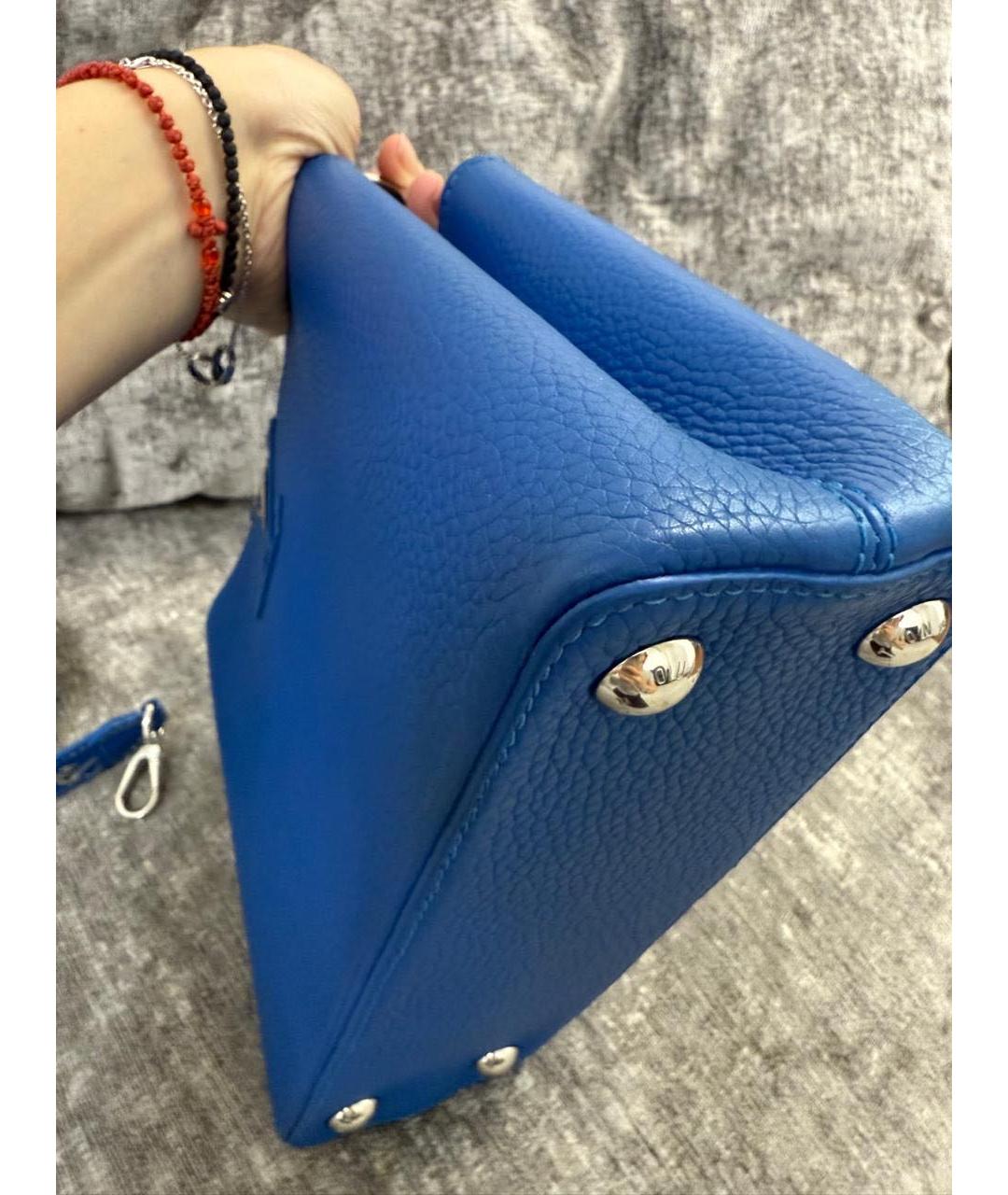 LOUIS VUITTON Синяя кожаная сумка с короткими ручками, фото 7