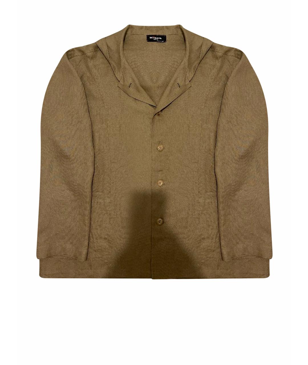KITON Коричневая льняная кэжуал рубашка, фото 1