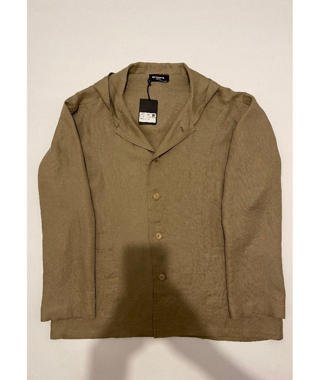 KITON Коричневая льняная кэжуал рубашка, фото 6
