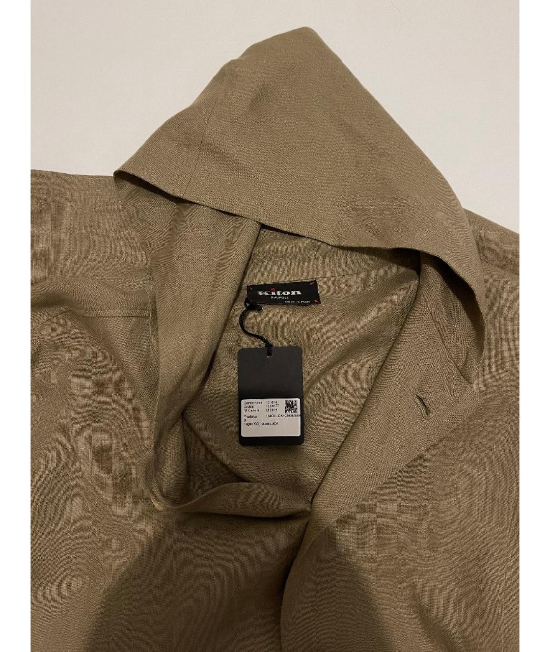 KITON Коричневая льняная кэжуал рубашка, фото 3
