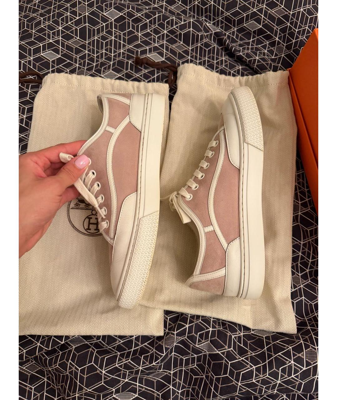 HERMES Розовые кеды, фото 4