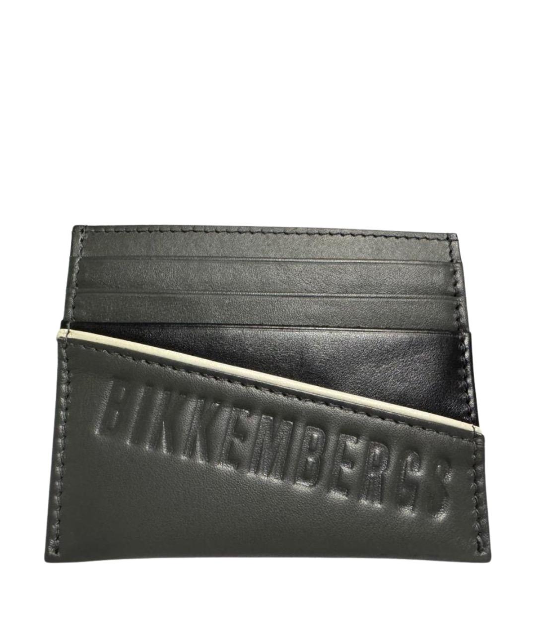 BIKKEMBERGS Антрацитовый кожаный кардхолдер, фото 1