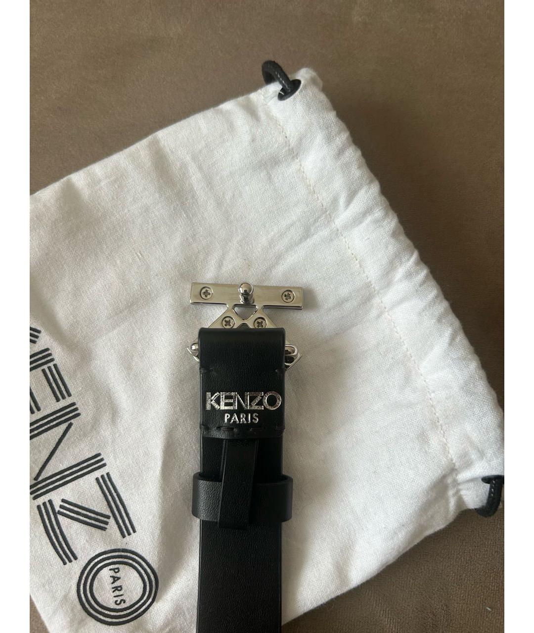 KENZO Черный кожаный ремень, фото 3