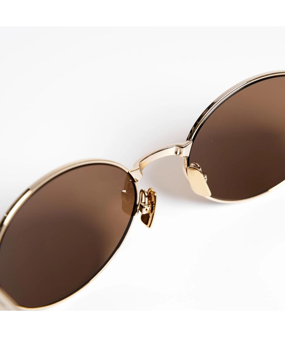 SAINT LAURENT Золотые металлические солнцезащитные очки, фото 4