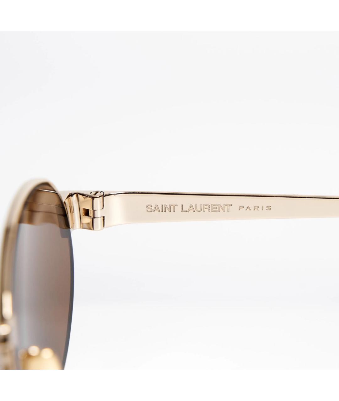 SAINT LAURENT Золотые металлические солнцезащитные очки, фото 5