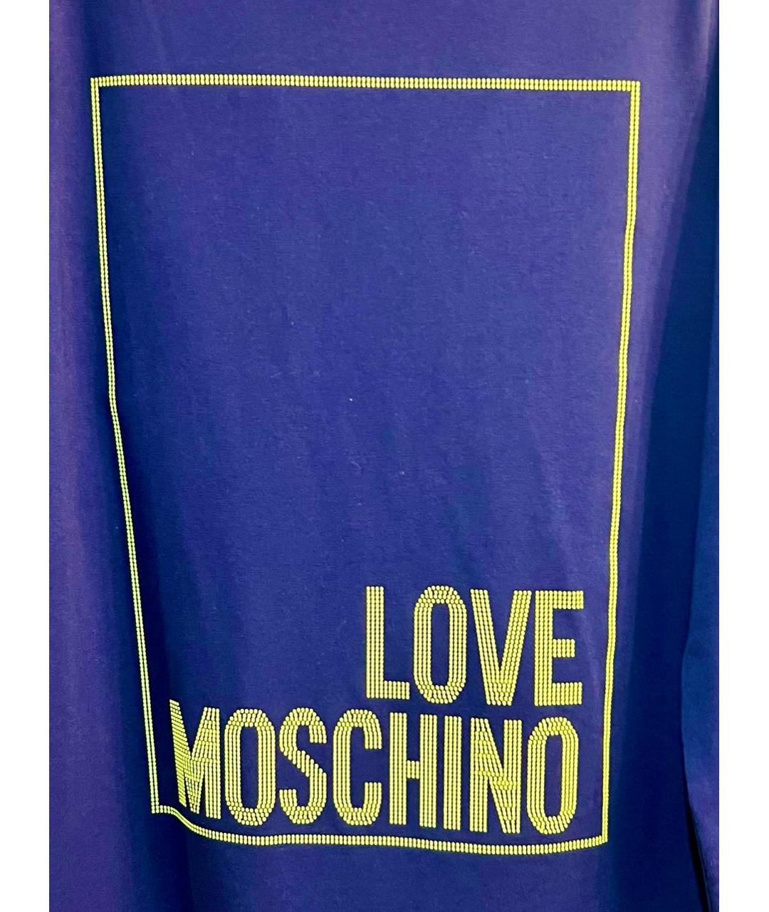 LOVE MOSCHINO Синее хлопко-эластановое повседневное платье, фото 4