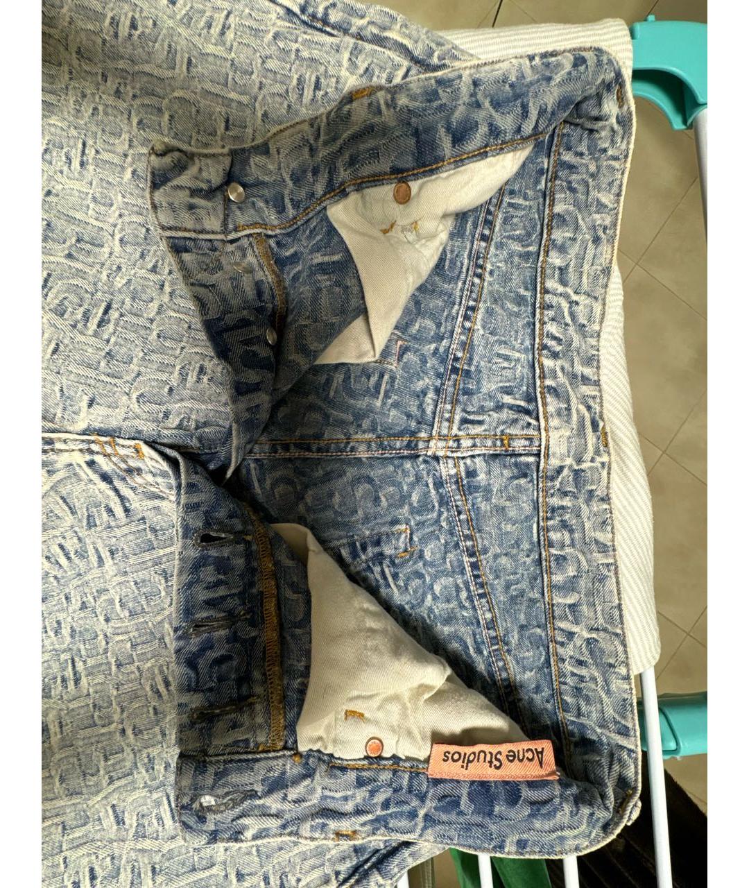 ACNE STUDIOS Голубые хлопковые прямые джинсы, фото 3