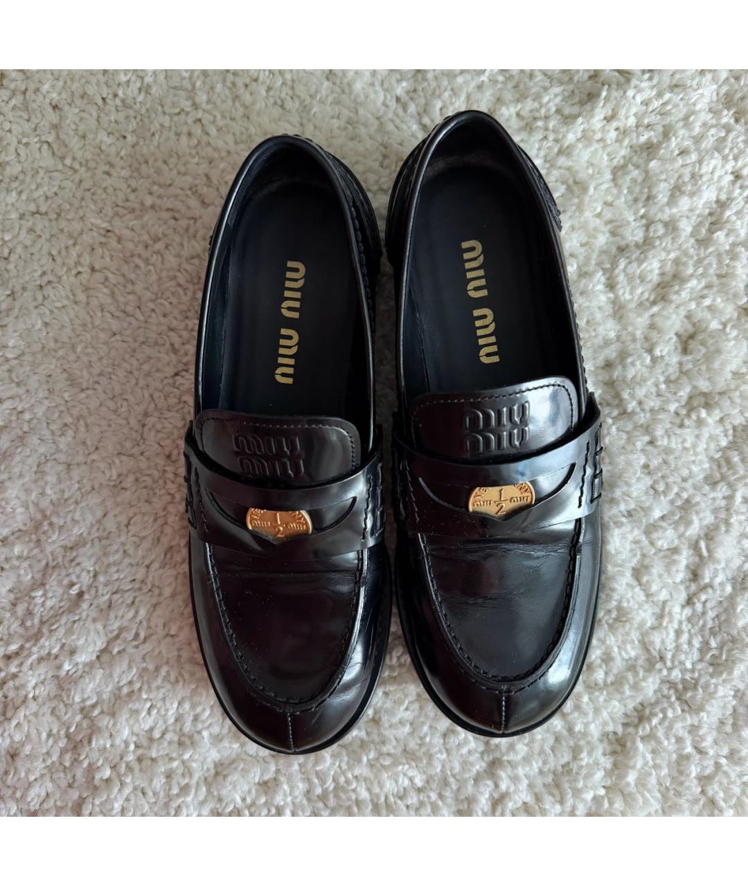 MIU MIU Черные кожаные лоферы, фото 3