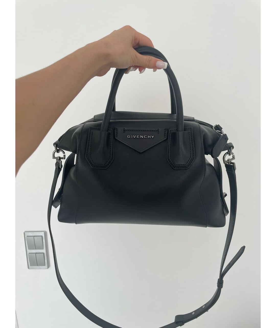 GIVENCHY Черная кожаная сумка с короткими ручками, фото 8