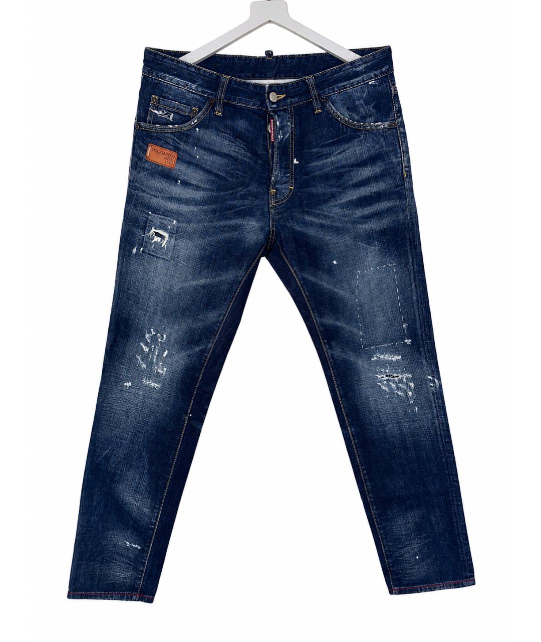 DSQUARED2 Темно-синие хлопко-эластановые джинсы скинни, фото 1